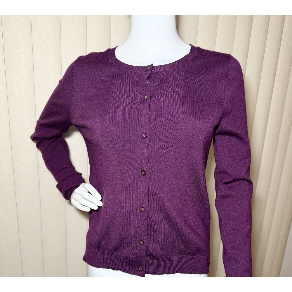 The Limited Women’s Medium Plum Merino Wool Blend Button Front Cardigan